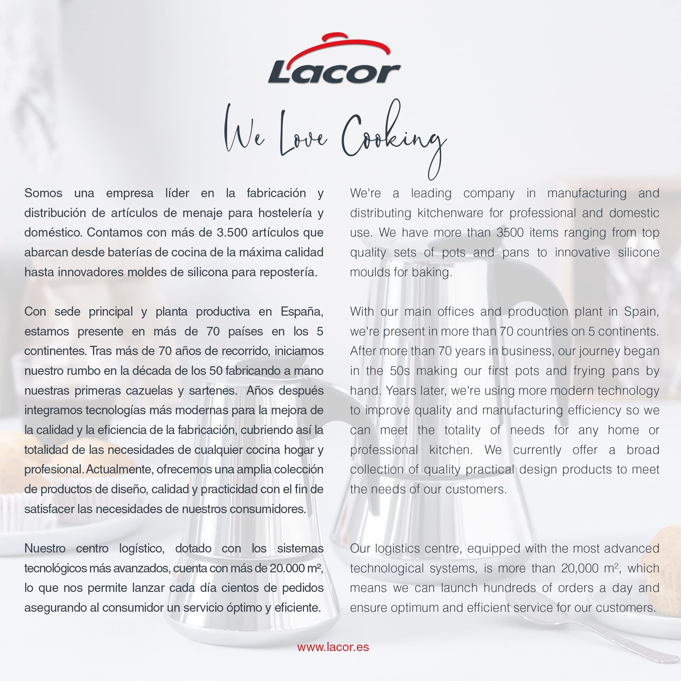 Lacor - 62031 - Milan Cafetière italienne, Cafetière express, Acier inoxydable 18/10, Tout convient au feu y compris induction, Lave-vaisselle, Capacité 10 tasses, Fini brillant