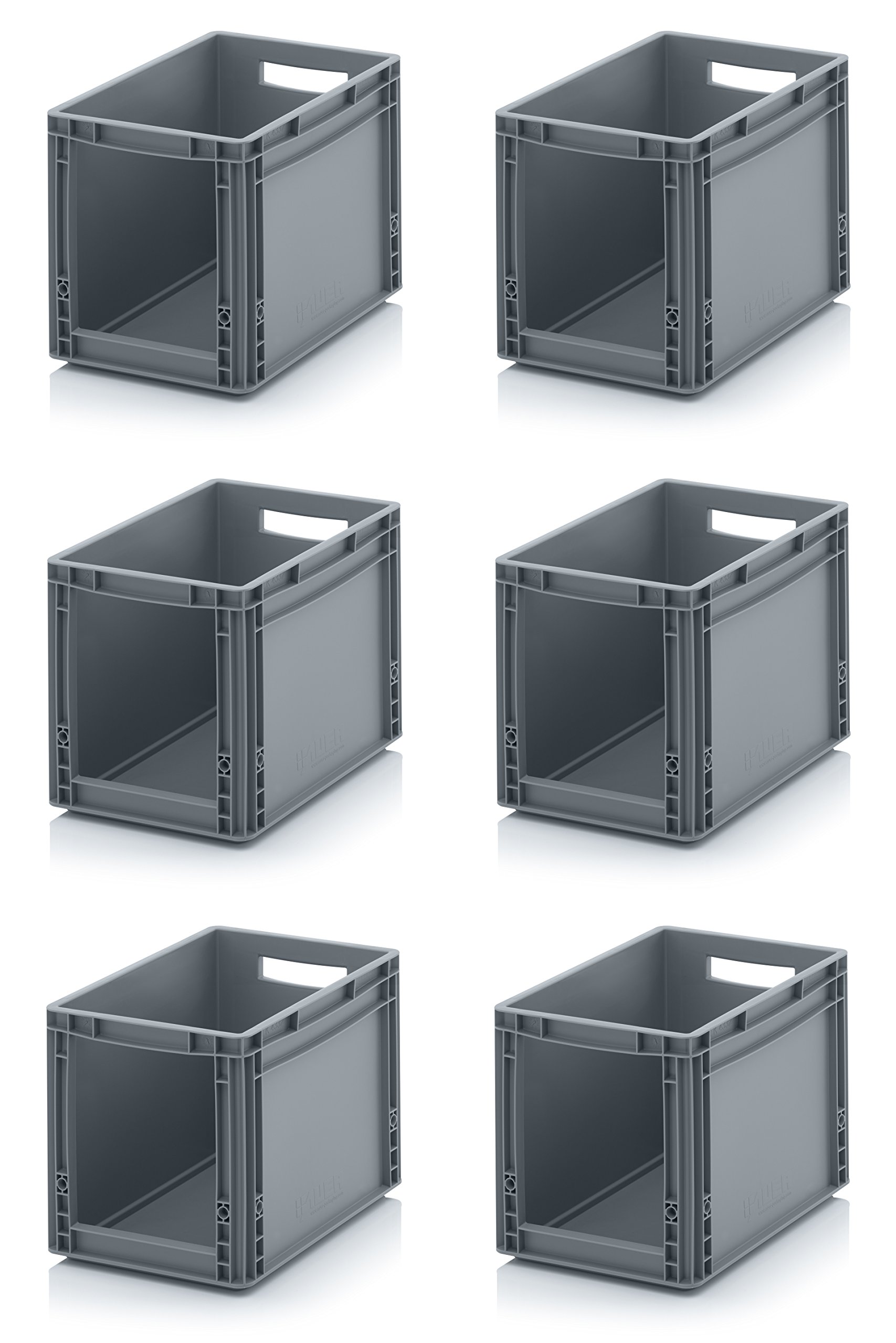 Auer Packaging 6x Euro Sichtlagerkasten 40 x 30 x 32 cm inkl. gratis Zollstock * Eurobehälter mit Fenster, 6er Set