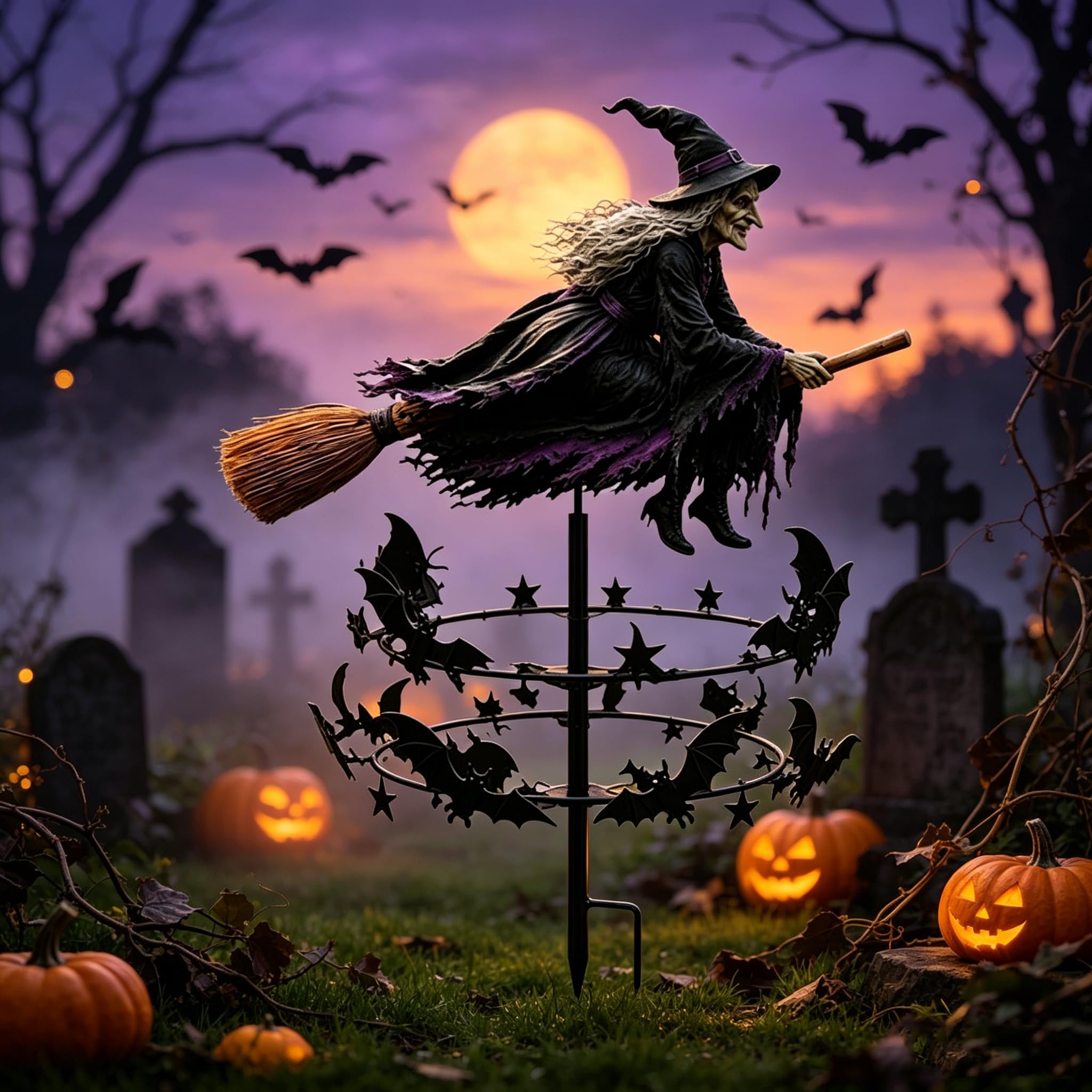 Molinillo de viento para Halloween: decora tu terraza con una bruja gótica