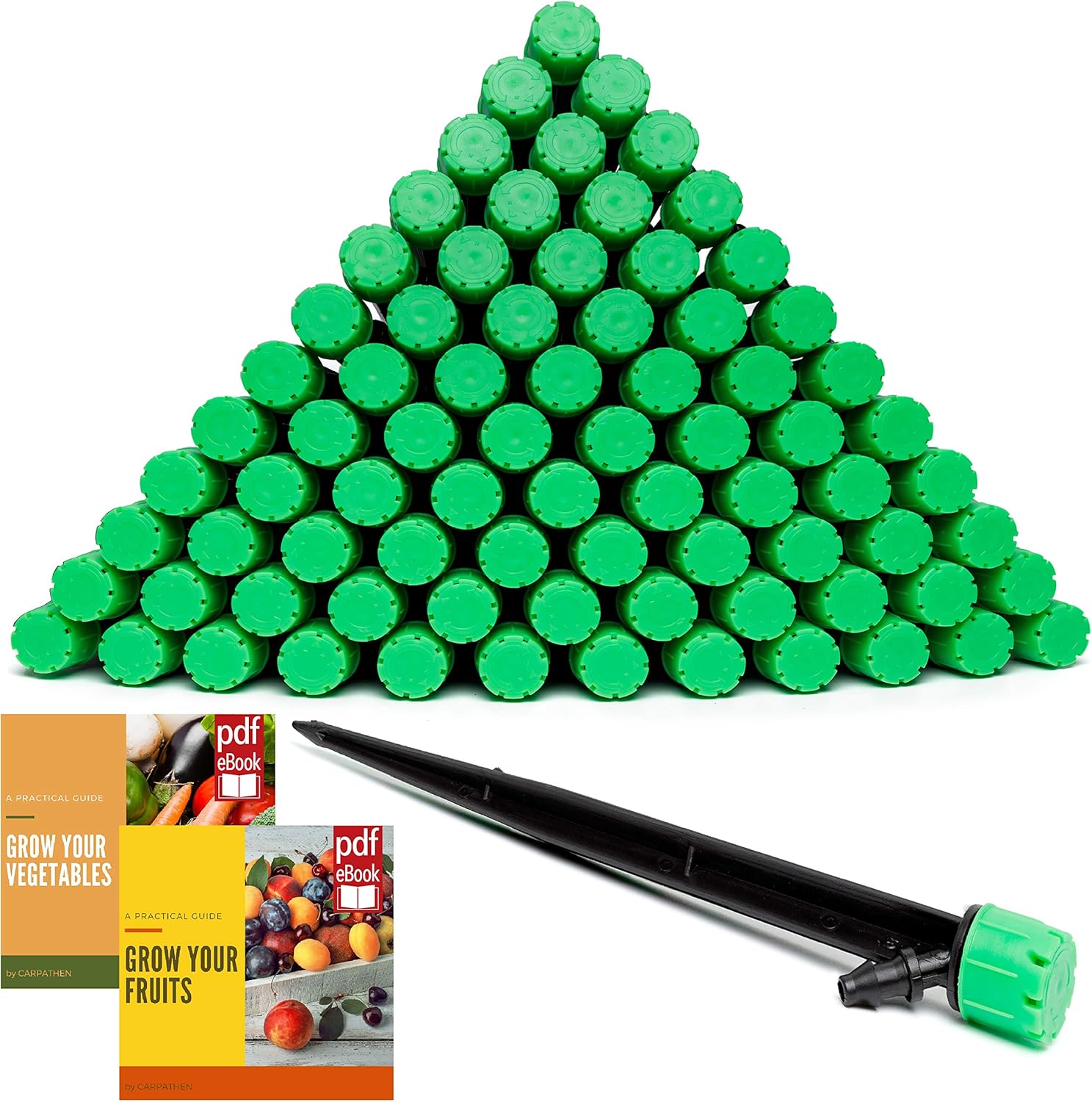 CARPATHEN Drip Irrigation Emitters Spray - 100 pcs Drip Sprinkler Head for 1/4 inch Drip Irrigation Tubing, 360 Degree Adjustable Drip Emitters Sprayer for Garden Irrigation System, Lawn, Flower Beds : Patio, Lawn & Garden