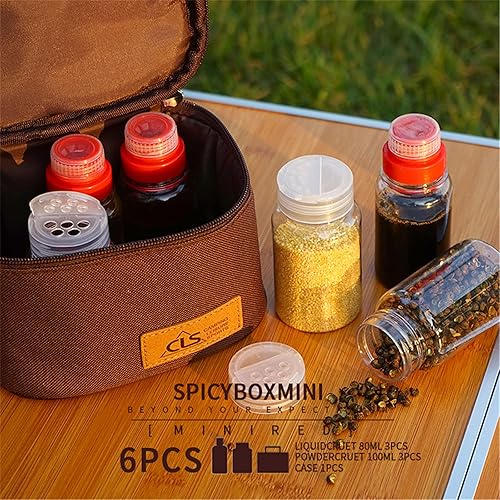 Miniatura 8 de 6 frascos de plástico PET para especias a prueba de humedad con tapa, para camping, picnic, cocina al aire libre, condimento, organizador de