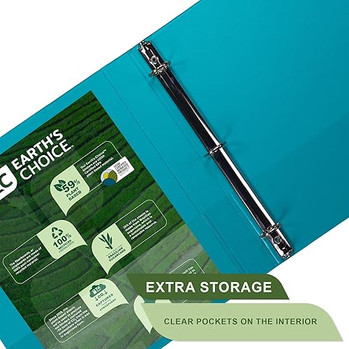 Miniatura 4 de Samsill Earth's Choice - Carpeta de 3 anillos resistentes de 1 pulgada, elaborada a base de plantas, vista transparente, hasta un 25% de plástico a