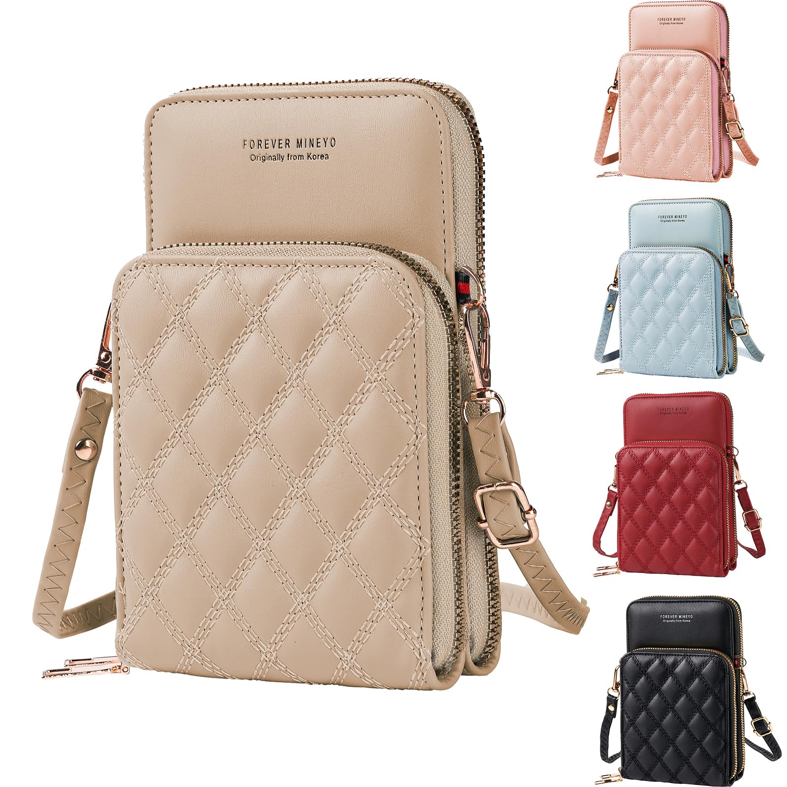 LAISIAHA Small Crossbody Cell Phone Purse Women RFID Blocking Leather Mini Shoulder Handbag