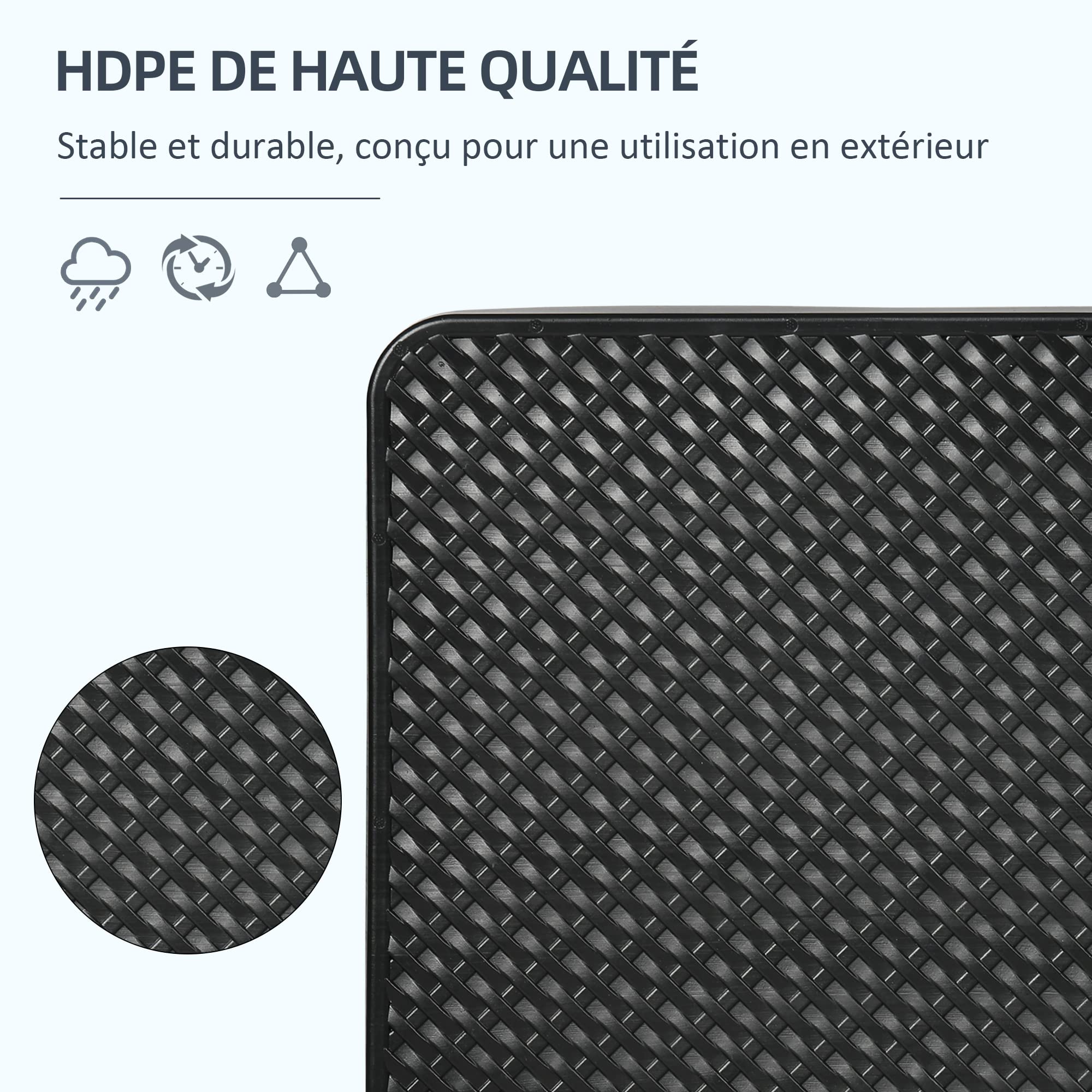 Outsunny Lot de 4 Dalles de lestage pour Parasol déporté - à remplir d'eau ou de Sable jusqu'à 60/80 kg - 99 x 99 x 8 cm Noir