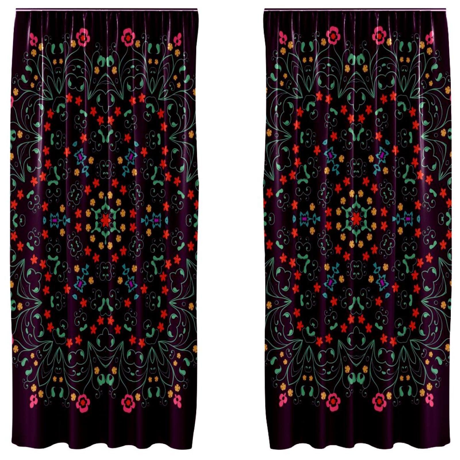 Cortinas opacas de microfibra que aíslan la luz con elegante estampado floral