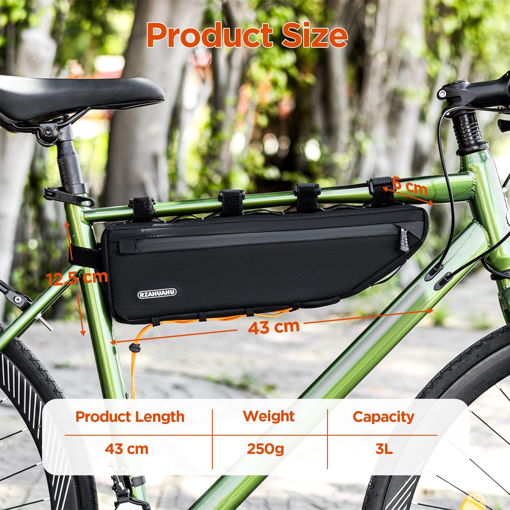Fahrrad Rahmentasche 3L Fahrradtasche Rahmen Oberrohrtaschen Wasserdicht Frame Bag Bikepacking Taschen für Gravelbike, Rennrad, MTB Fahrradzubehör Schwarz