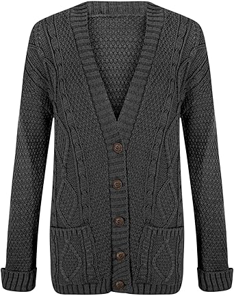 dark grey cable knit cardigan