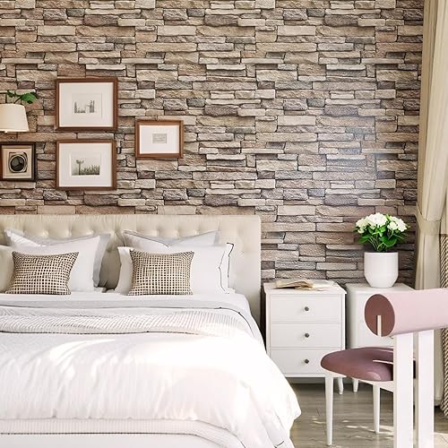Miniatura 5 de Yancorp Papel tapiz autoadhesivo de 18 x 787 pulgadas, papel de contacto de ladrillo de piedra, para despegar y pegar, papel tapiz decorativo