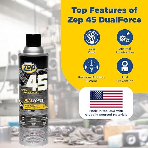 Miniatura 6 de Zep 45 Lubricante de doble fuerza y aerosol penetrante de 14 onzas 374301 (caja de 12) fórmula profesional de doble propósito