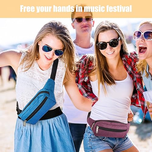 Miniatura 6 de 9 Pieces Neon Fanny Pack Bulk 80s 90s Sport Lightweight Belt Bag Adjustable Exercise Running Waist Bag with Adjustable Belt and 2 Zippers for Travel