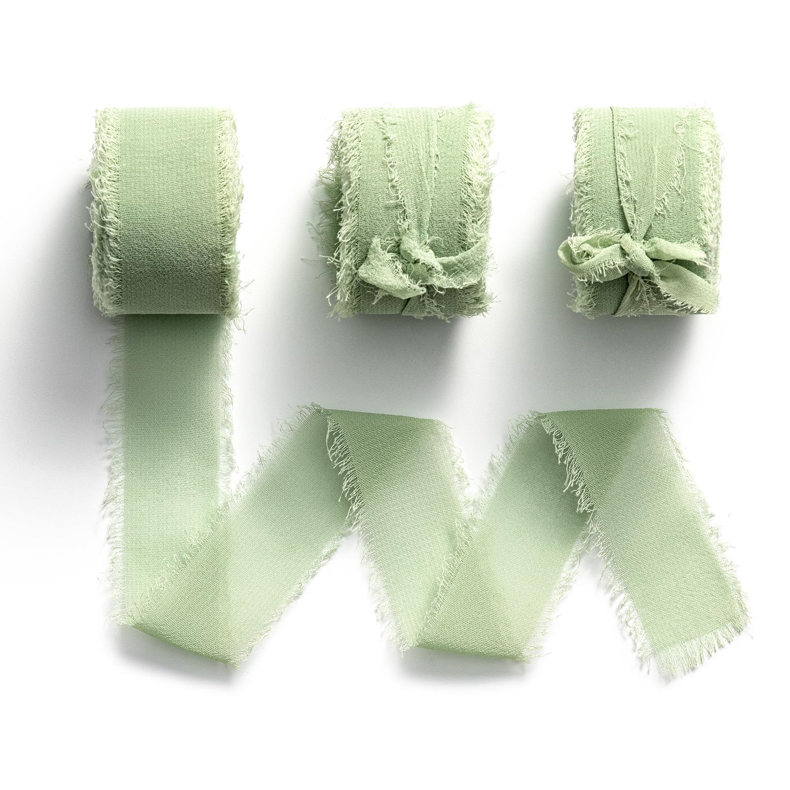 MORSUNBELA Cinta verde de 2,5 cm x 6,4 m, gasa, para cumpleaños y bodas, color verde salvia