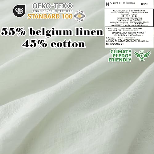 Miniatura 4 de Bedduvit Funda de edredón de lino tamaño King, juego de funda de edredón de lino y algodón, 3 piezas de lino suave, funda de edredón de verano con