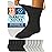 Special Essentials 12 Pairs Cotton Diabetic Ankle Socks - Non-Binding With Extra Wide Top For Men and Women Black and Gray 10-13