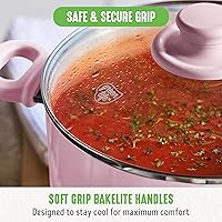 Vista 5 de GreenLife 6QT Ceramic Nonstick Stockpot with Glass Straining Lid, PFAS-Free, Dishwasher Safe, Stay-Cool Handles, Oven Safe to 350°F, Wobble-Free Rosa