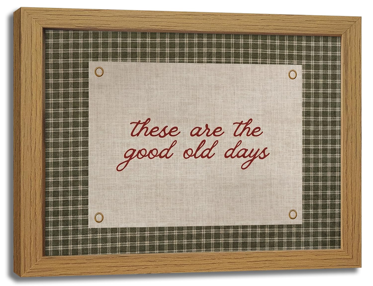 Msvenors Framed These Are The Good Old Days Wall Art, Vintage Cottagecore Gingham Canvas Wall Decor, Inspirational Quote Pictures, Rustic Home Decor for Dining Room Kitchen Living Room Bedroom 8x10in