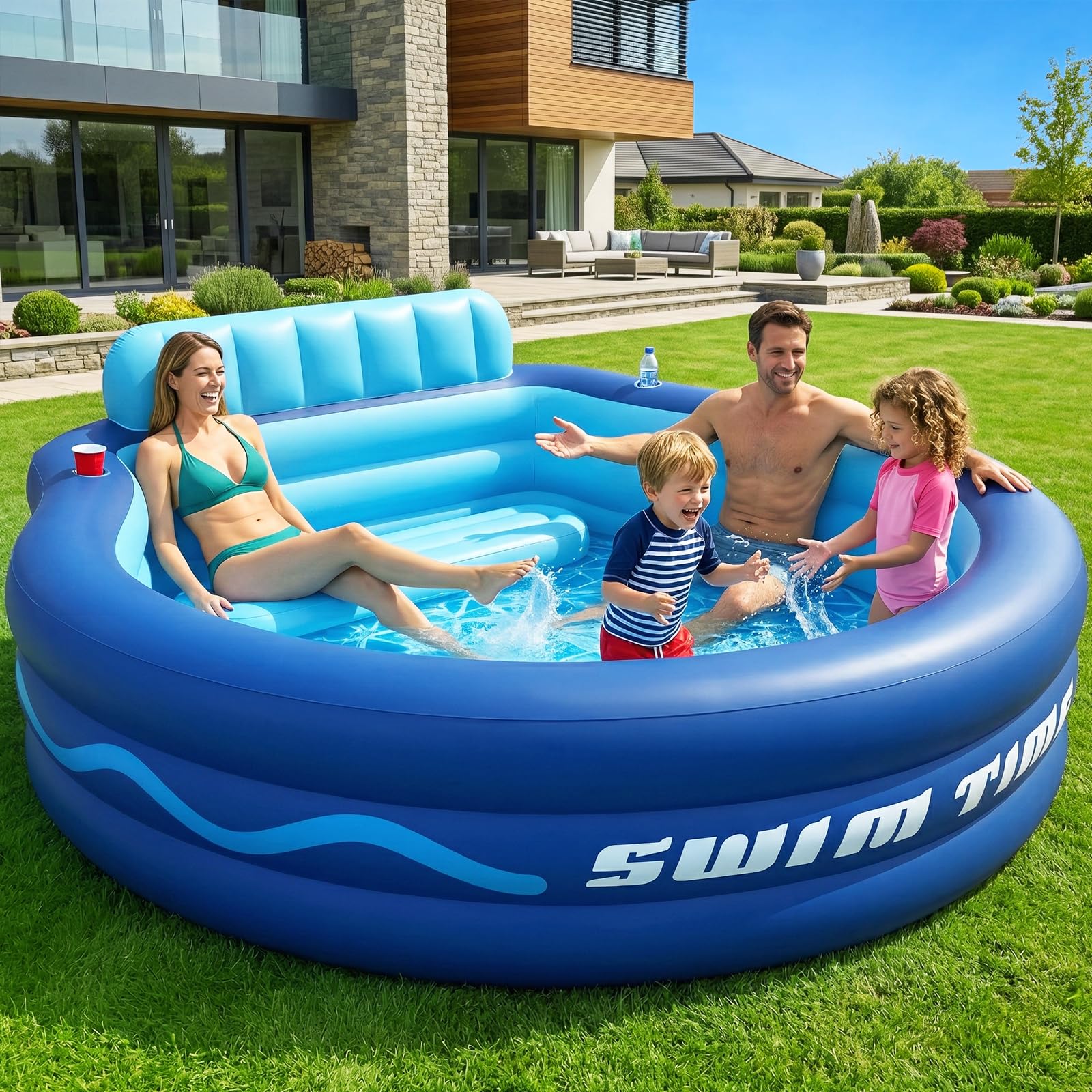 Photo 1 of [SIMILAR ITEM] AixPool Inflatable Pool with Seats and Headrest,Oversized Thickened Large Blow Up Pool for Audlt,Inflatable Backyard Pools for Adult,Durable Swim Center Inflatable Family Lounge Pool 90"×90"×20"
