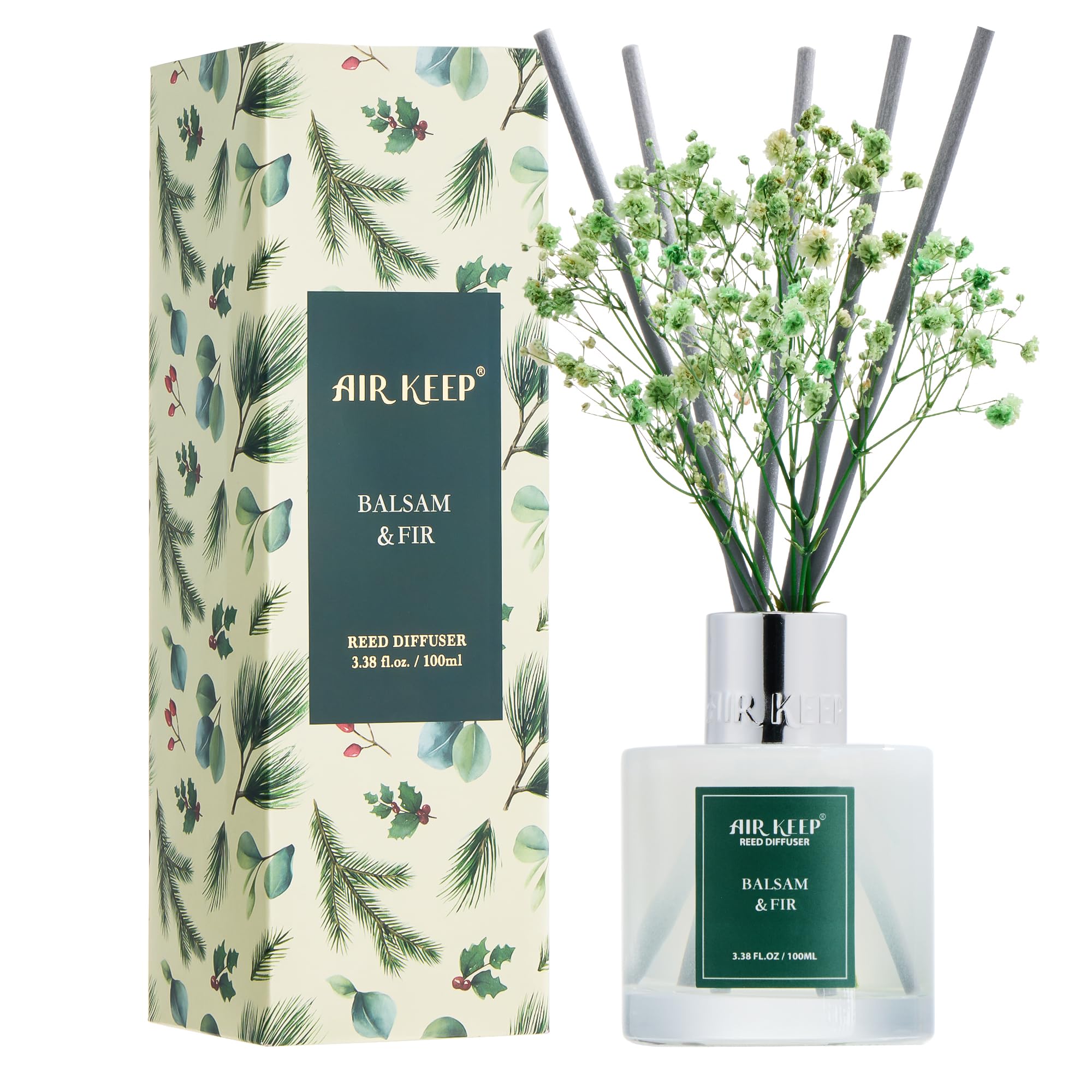 LUVO Baumier Fir & Balsam Reed Diffuser - 100ml Home Fragrance With 4 Reeds, Handmade In Montreal