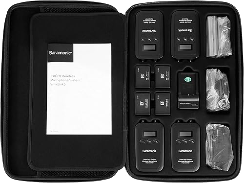 Miniatura 3 de Saramonic Sistema de micrófono Lavalier inalámbrico de 5.8 GHz 3 transmisores y receptor Kit de micrófono de video profesional (VMICLINK5)