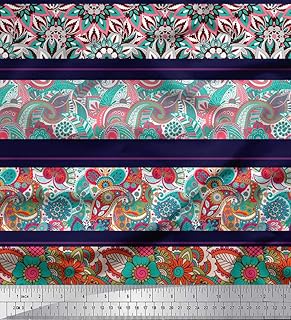 Paisley Design - Navy Blue - Soimoi Cotton Voile Fabric, 42" Wide, Lightweight & Sheer Fabric by The Yard for Dresses, Scarves, Dupattas, Baby Clothes & DIY Crafts