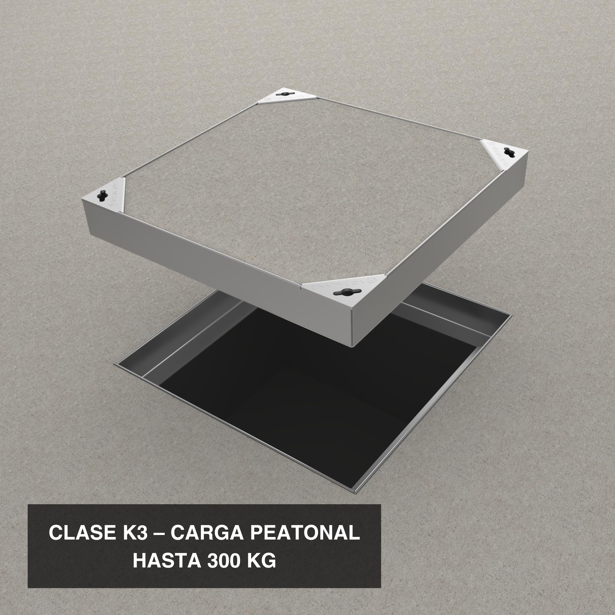Tapa Invisible para Alcantarillado EASY con Marco de Acero Galvanizado | H50 mm | Uso Residencial y Viviendas | Empotrable y Pavimentable | Soporta hasta 300 kg - Carga Peatonal | 40x40 cm