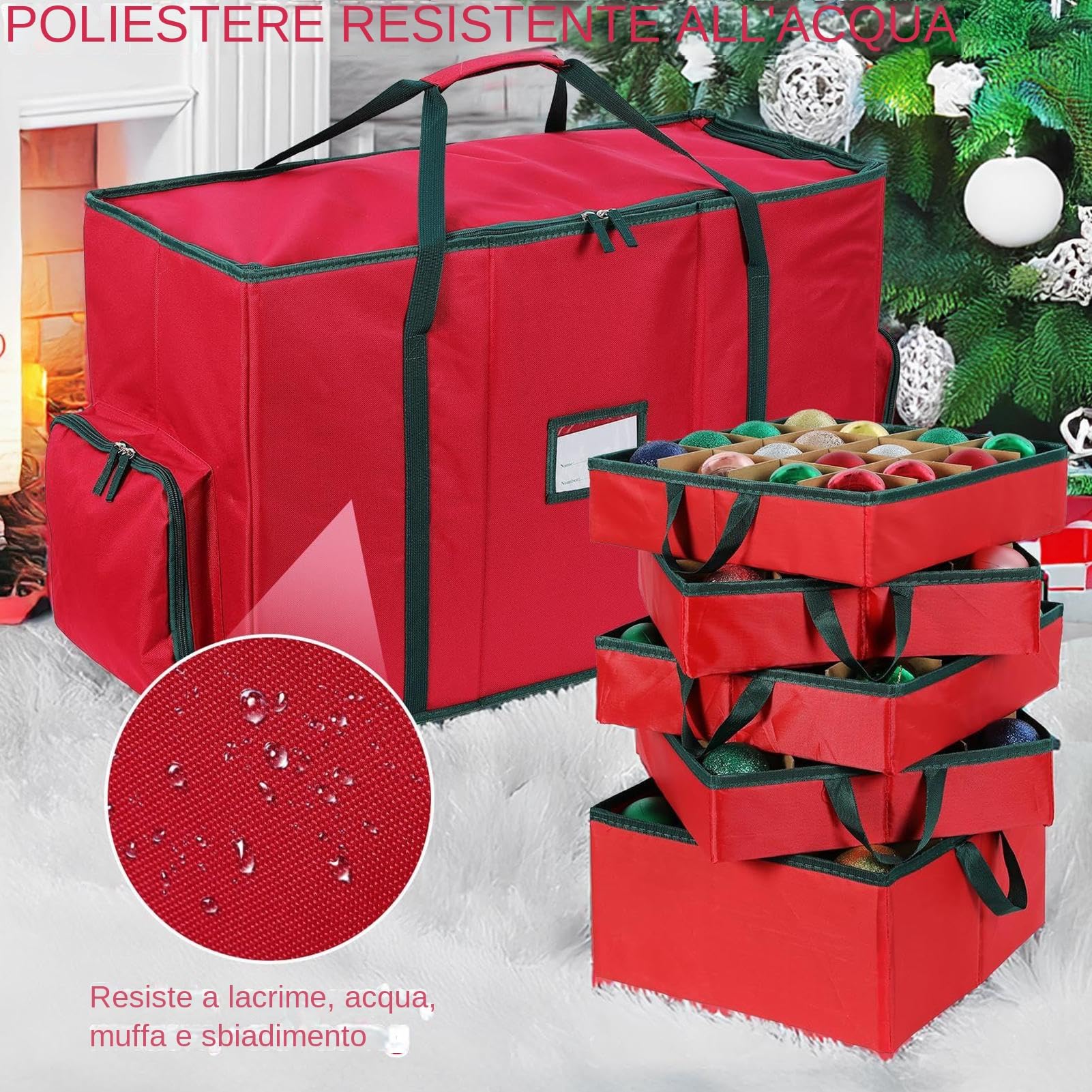 Generico Almacenamiento de Navidad - de Almacenamiento de Pierna | Grandes Bolsas para Decoración de Vacaciones - Bolsas para organizadores para Bolas Colgantes Figuritas Farol Apartamento