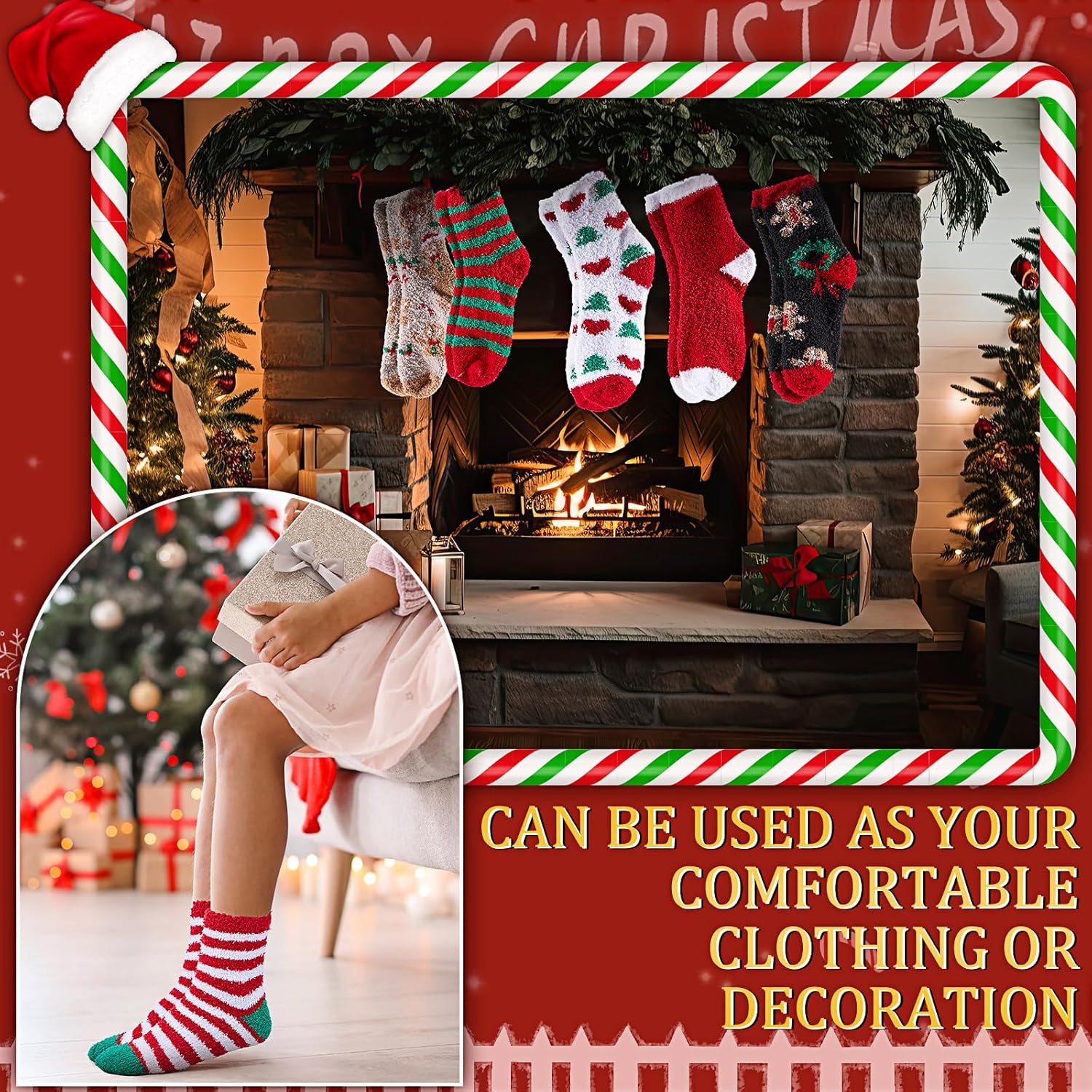 Ramede 150 Pairs Christmas Fuzzy Socks Bulk Fluffy Xmas Slipper Socks for Women Colorful Warm Xmas New Year Winter Gifts (Novelty Style)