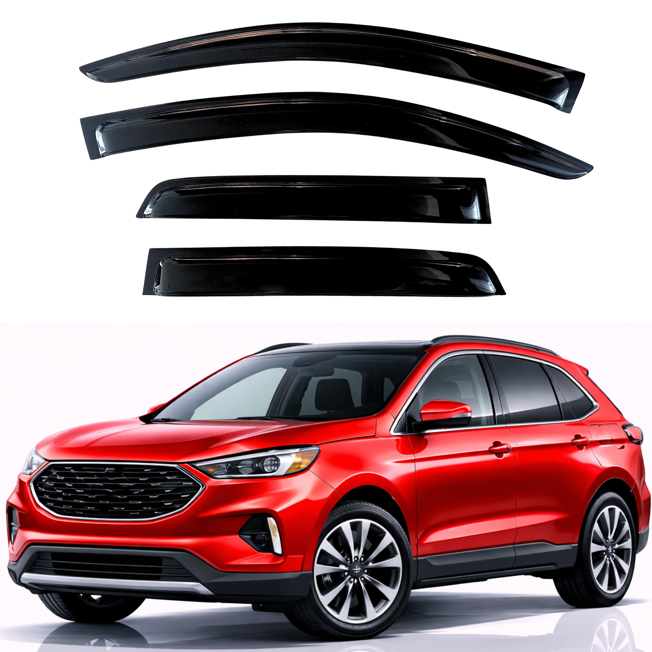 KPY Rain Guards Fit for 2015-2025 Ford Edge, Out-Channel Window Visors Vent Wind Deflectors 4PC, Car Accessories for 15-25 Edge