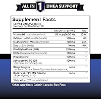 Vista 2 de Suplemento NEW AGE DHEA - Pregnenolona para Hombres y Mujeres con DIM, Ashwagandha, Boro, Calcio, Magnesio, Zinc, Vitamina D3 5000iu - Cápsulas