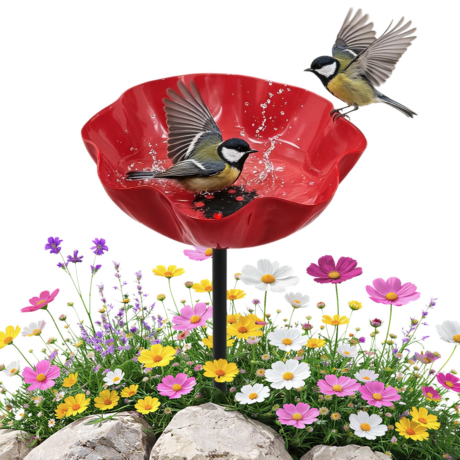 Vogeltränke Blume, winterfest, Bienen- & Insektentränke | Stabile Metallkonstruktion für den Außenbereich. Fördert Nützlinge und verschönert jeden Garten.
