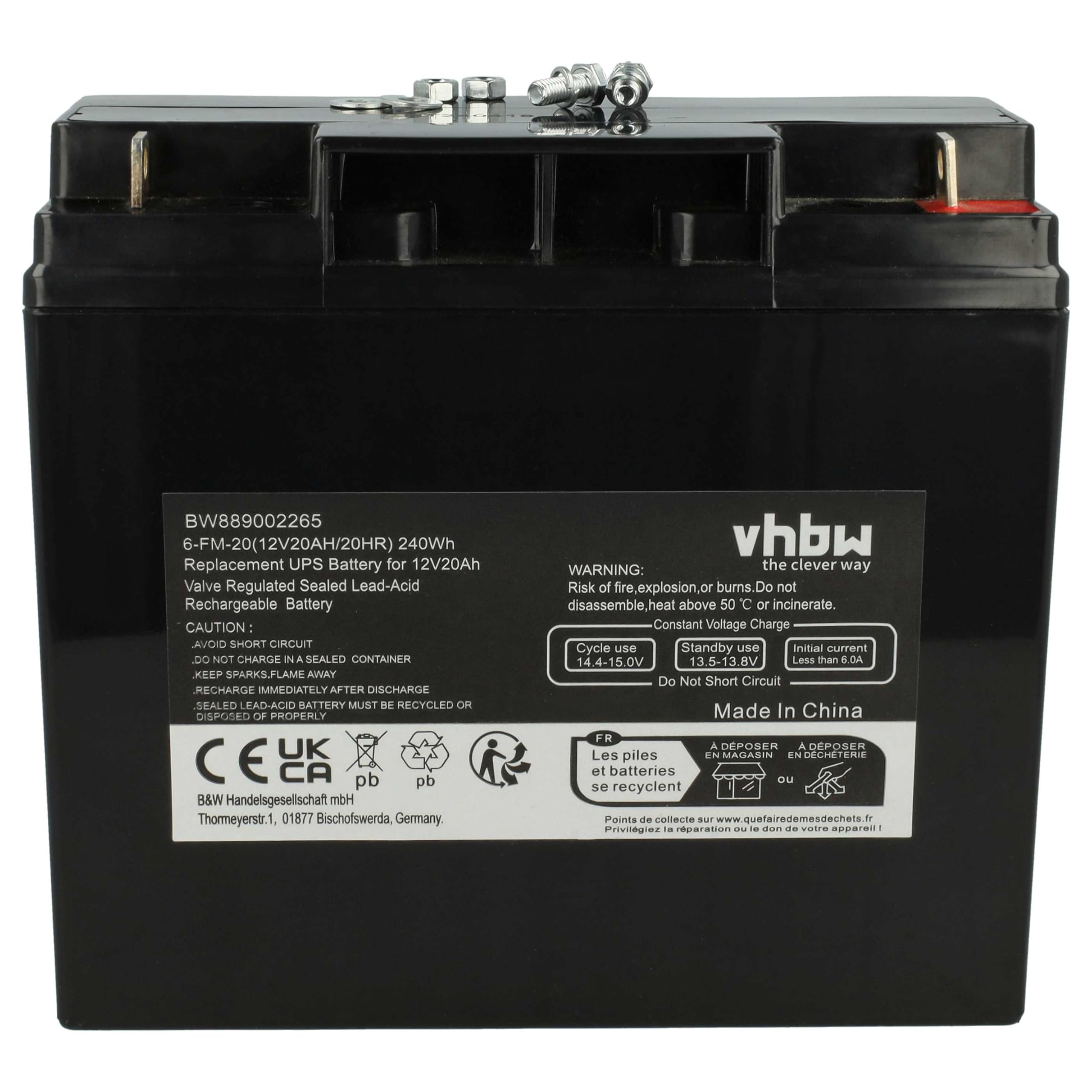 vhbw Batterie Remplacement pour AGM10 pour ASI (20Ah, 12V, AGM)