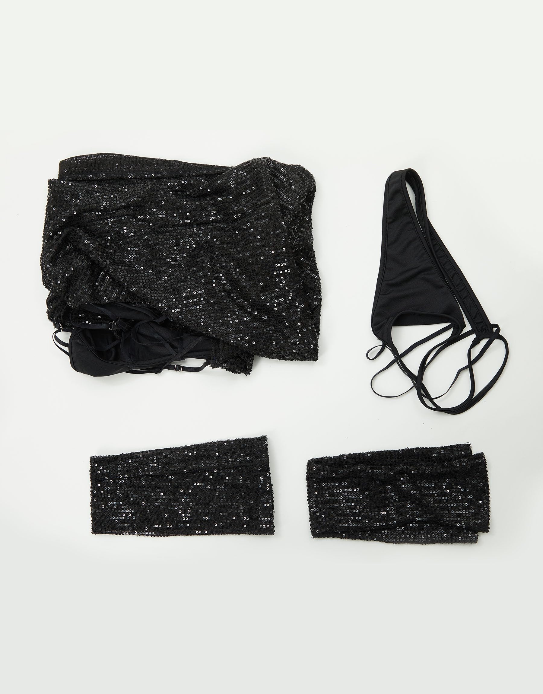 MEOWCOS Women's Bodycon Dress Gothic Translucent Sequins Front Lace-up Dress Set with Arm Sleeves