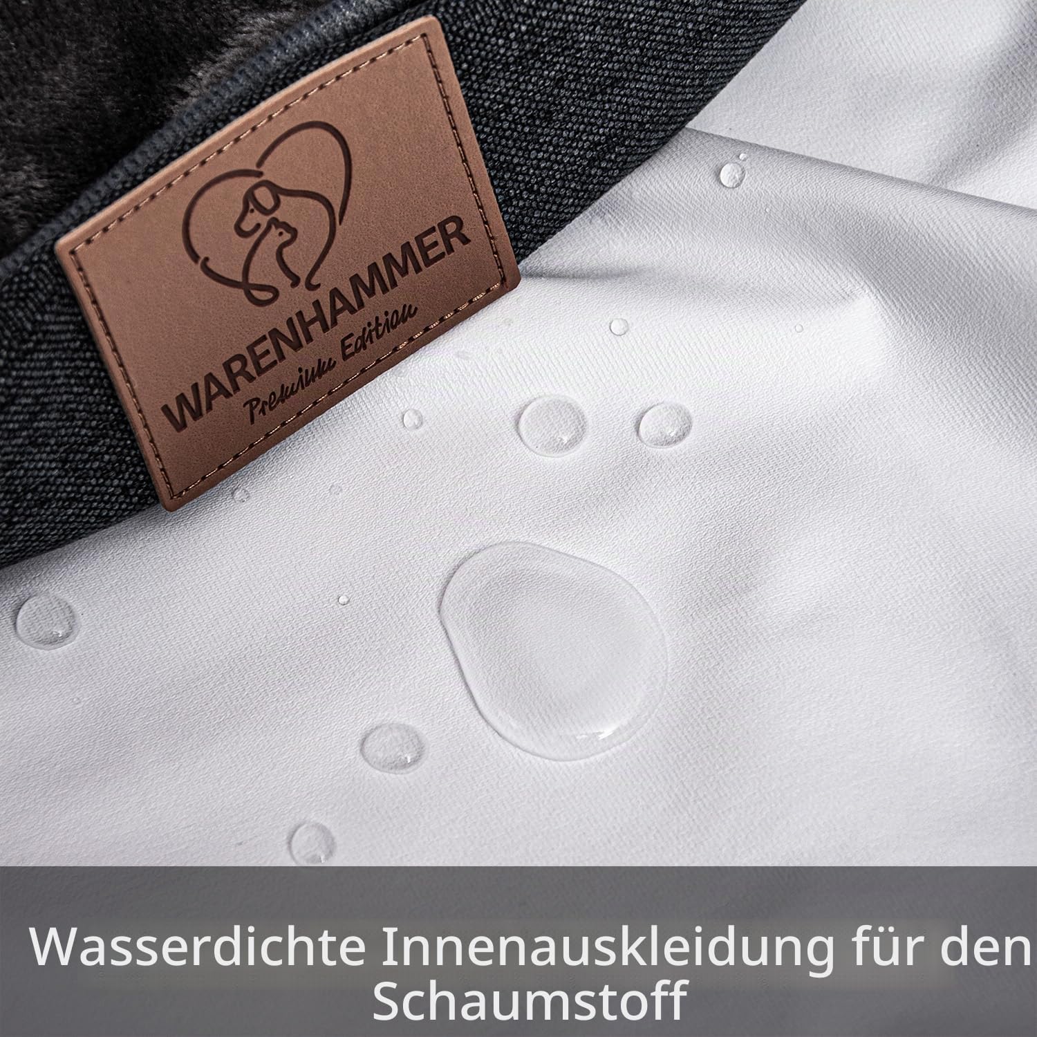 Orthopädisches Premium Hundebett aus Cord für kleine und mittelgroße Hunde, extra Halteschlaufe, Wasserdichter Innenbezug, Hundesofa, Hundekissen, Bezug abnehmbar, waschbar, 80 x 60 x 17 cm, Grau (M)