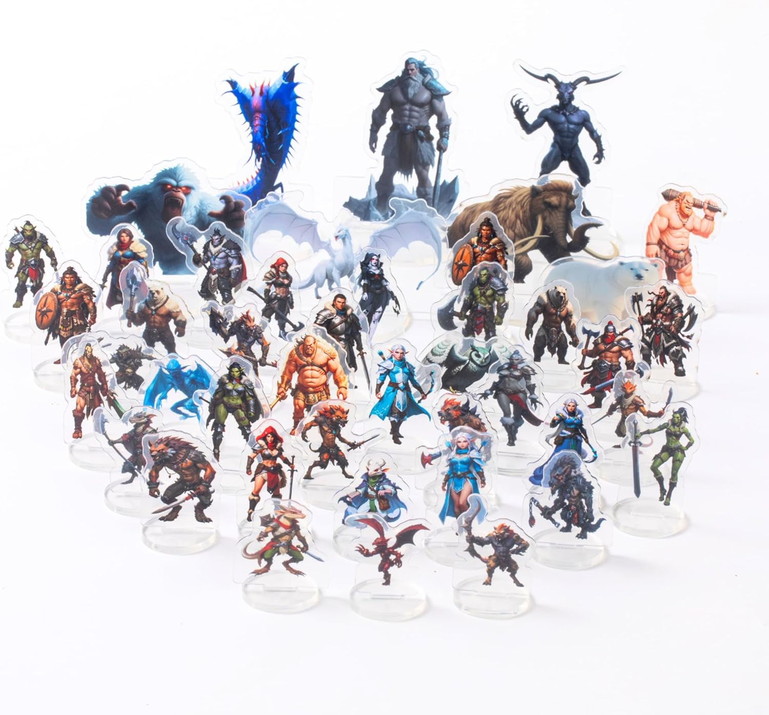 DND Miniatures Dungeons and Dragons Starter Set 20 Fantasy Art Minis for D&D 5E Flat Plastic Figures for Pathfinder TTRPG Accessories Tabletop RPG Games DM Gift