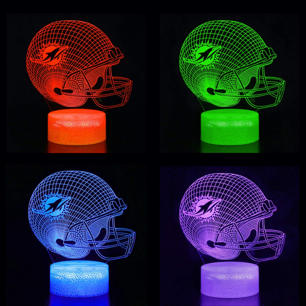 dolphins football helmet lamp Ikavis 3D LED Night Light Miami Flat Acrylic Illusion Lighting with 7 Colors and Touch Sensor, Sports Fan Nightlight Gift for Kids, Boys, Girls, Men or Women: Buy Category_CHRISTMAS style 21 Glass Table Saltwater Conventional Fishing Reels Rod Length:5'6