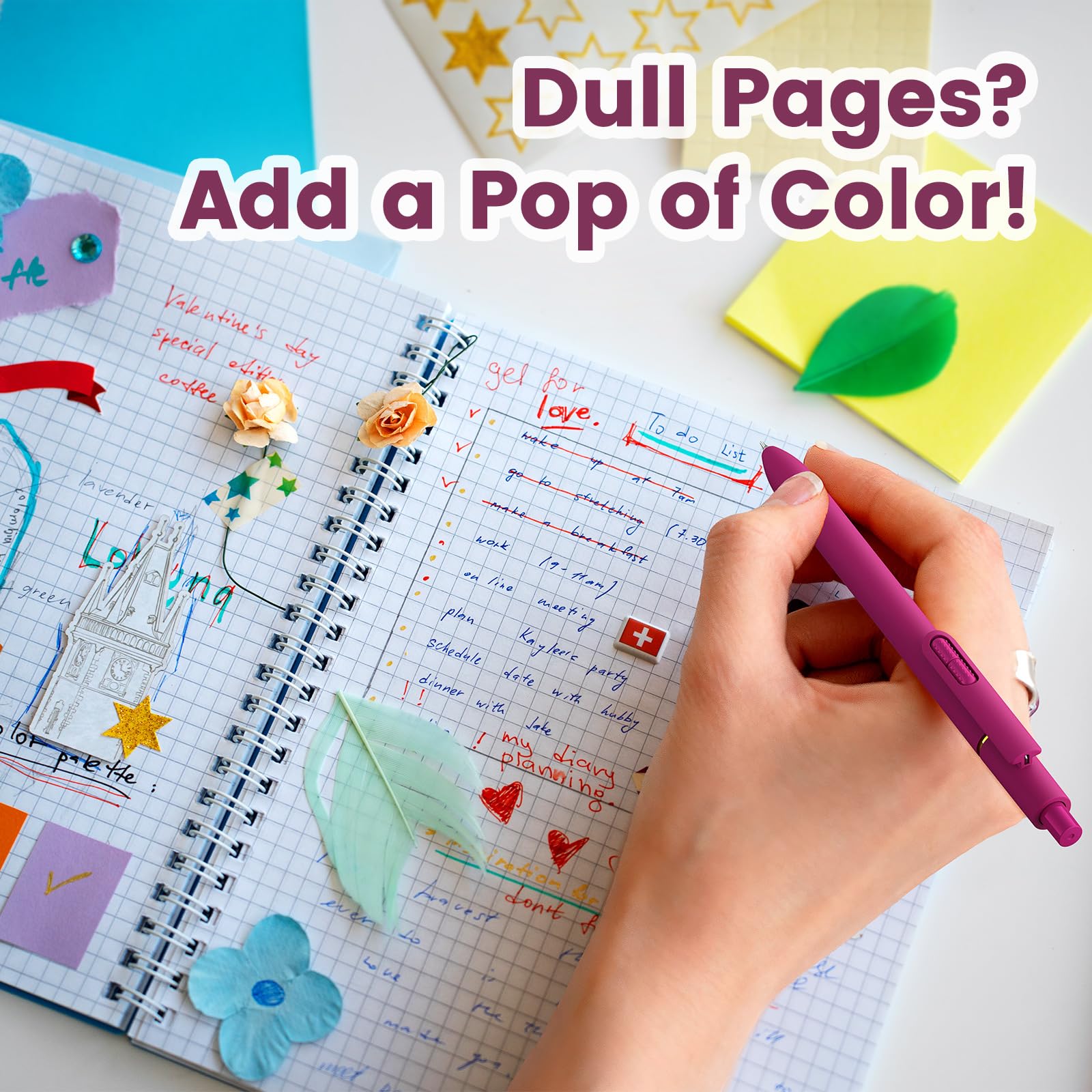 Colorful Gel Pens - 8 Pcs Colored Ink Pens Coloring 0 7MM Smooth Writing Medium Point - Quick — view 6