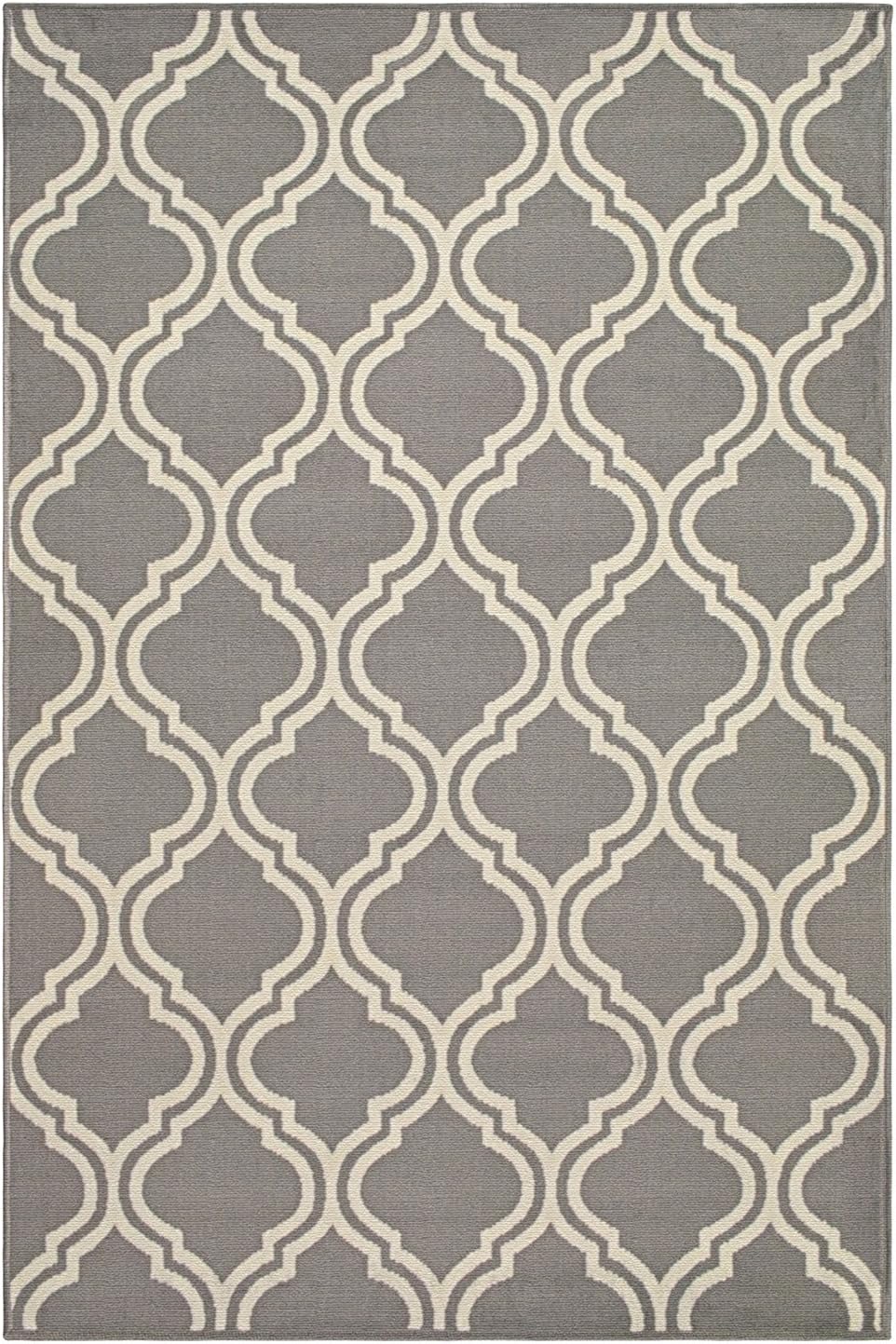 SUPERIOR Indoor Area Rug, Jute Backing Rugs, Modern Floor Decor for Entryway, Hallway, Kitchen, Office, Bedroom, Living Room, Dining Room, Nursery, Elegant Double Trellis, 8' x 10', Grey