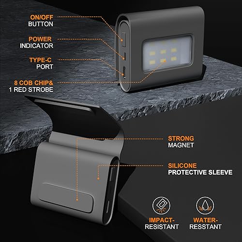 Miniatura 3 de Yzoni Paquete de 2 luces de correr, luz de seguridad con fuerte clip magnético para corredores, luz de correr pequeña y ligera, cable de carga USB