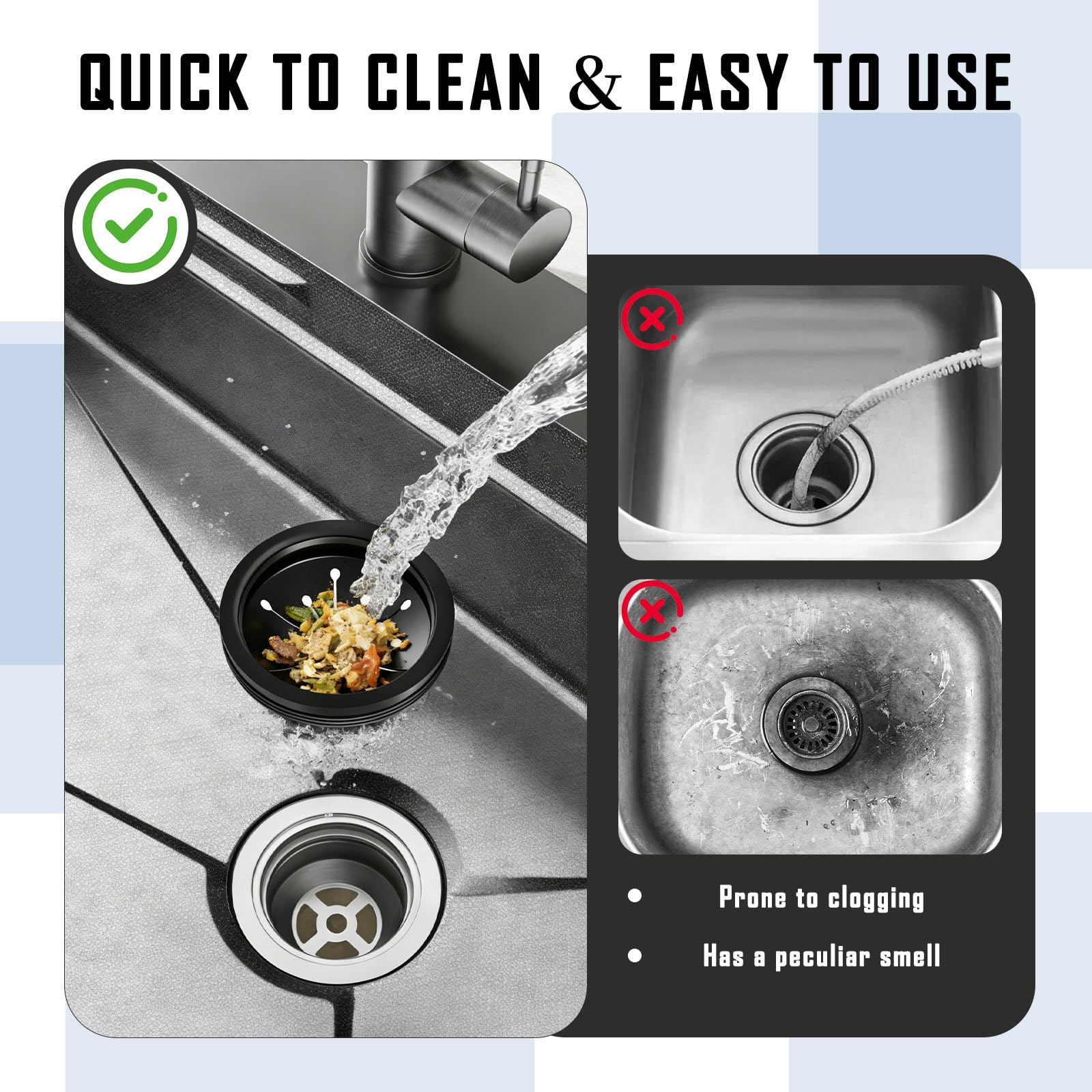 4 Pièces Couvercle Anti-Éclaboussures pour Broyeur à Déchets, Déflecteur Anti-Éclaboussures pour Broyeur D'Évier, Protection Anti-Projection pour Évier de Cuisine en Caoutchouc 80 mm (noir)
