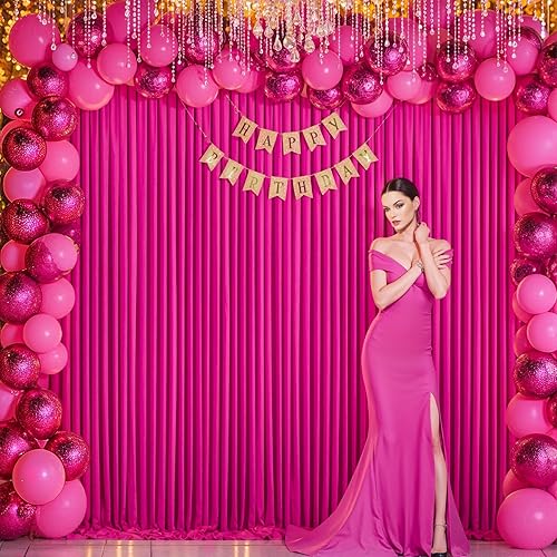 Cortina tipo telón de color fucsia para fiestas, fiesta de cumpleaños y bodas, cortinas tipo telón de color fucsia para despedida de soltera, baby