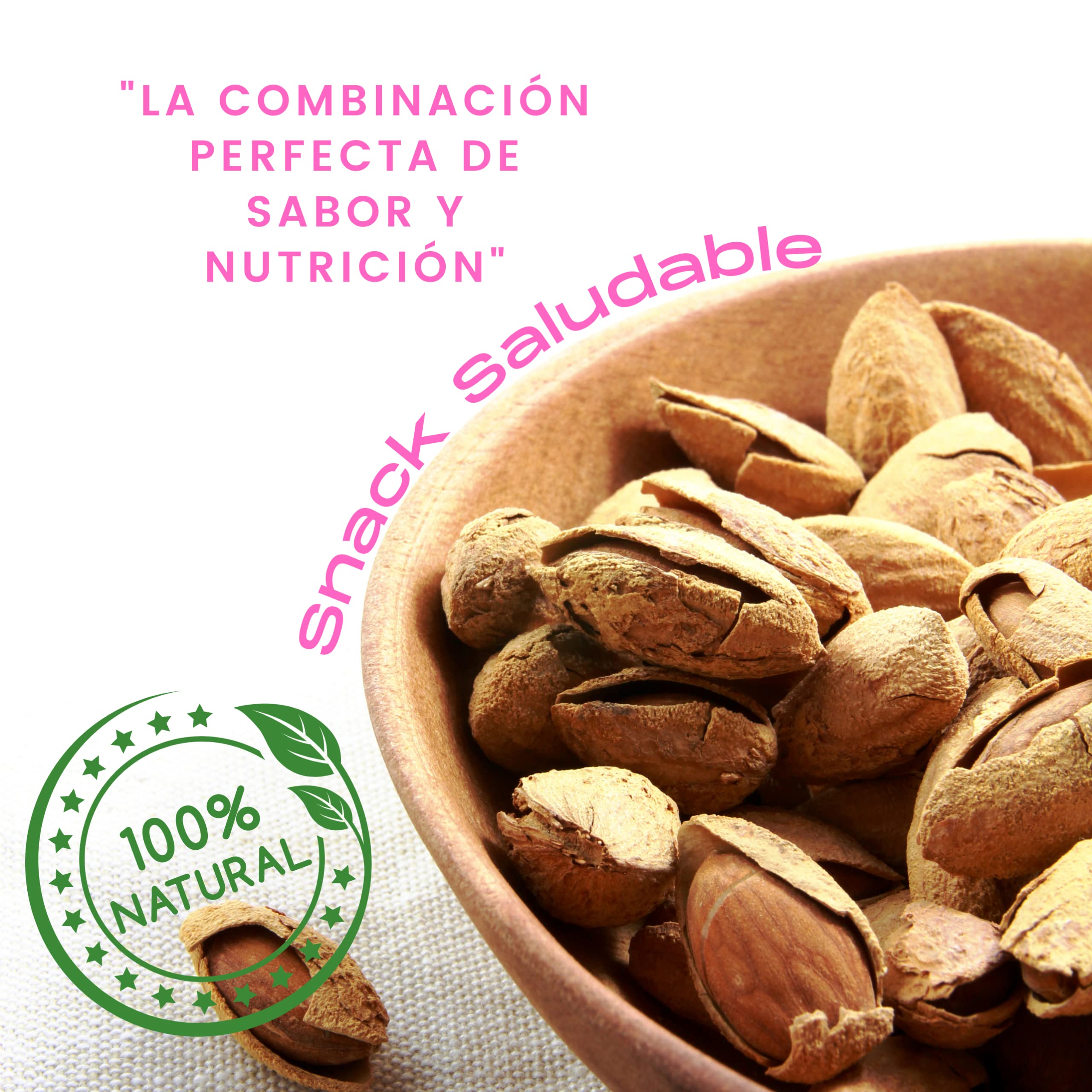 Almendras Saladas con Cascara Frita Salada - Frutos Secos Elefante Rosa Bolsa de 1 Kg - El Snack Saludable y Exquisito para Compartir - Almendras Tostadas Enteras con Sal