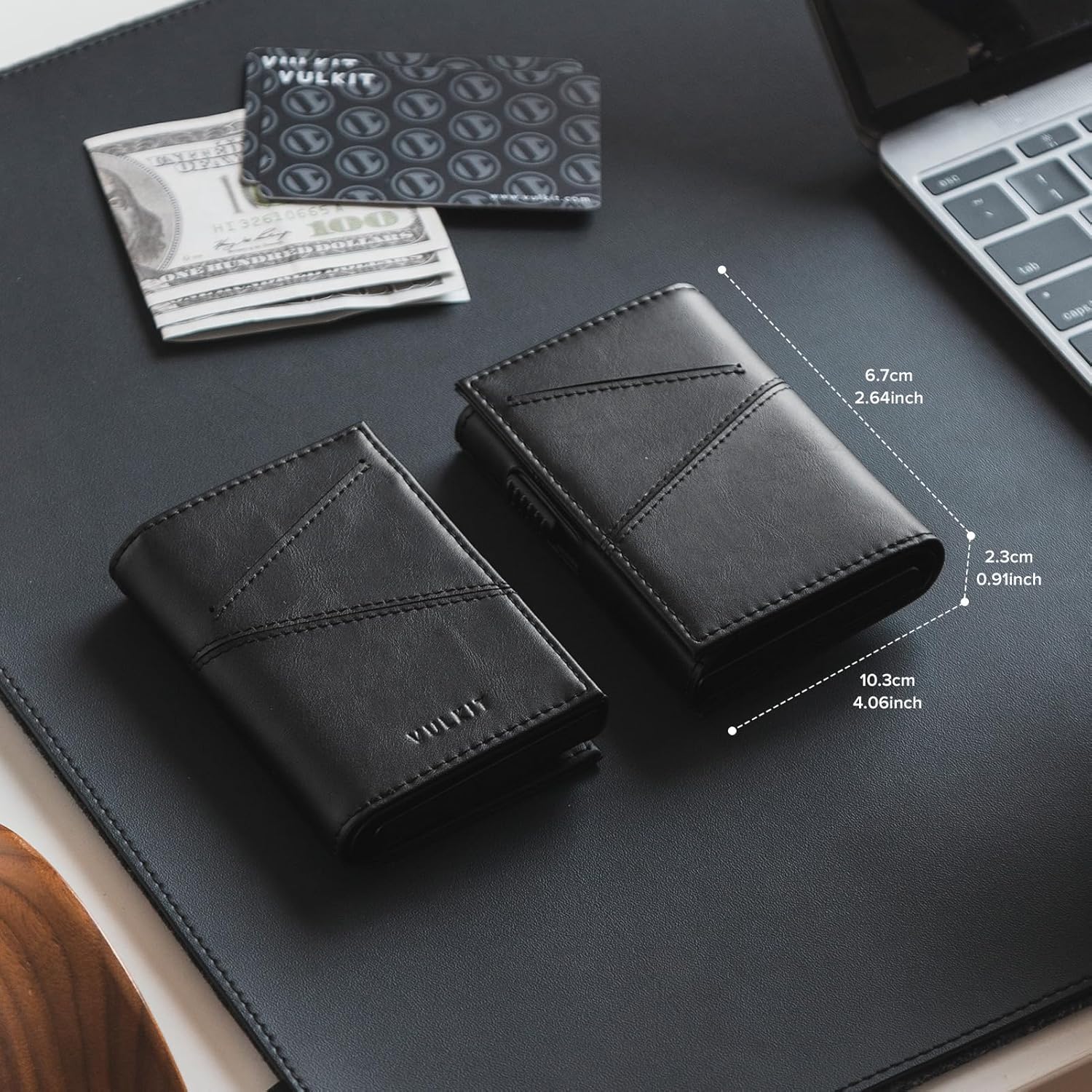 VULKIT Trifold Pop Up Men Wallet Leather RFID Blocking Credit Card Holder Metal Card Case, Hold 10 Cards and Bills, Black, Minimalist - Image 7