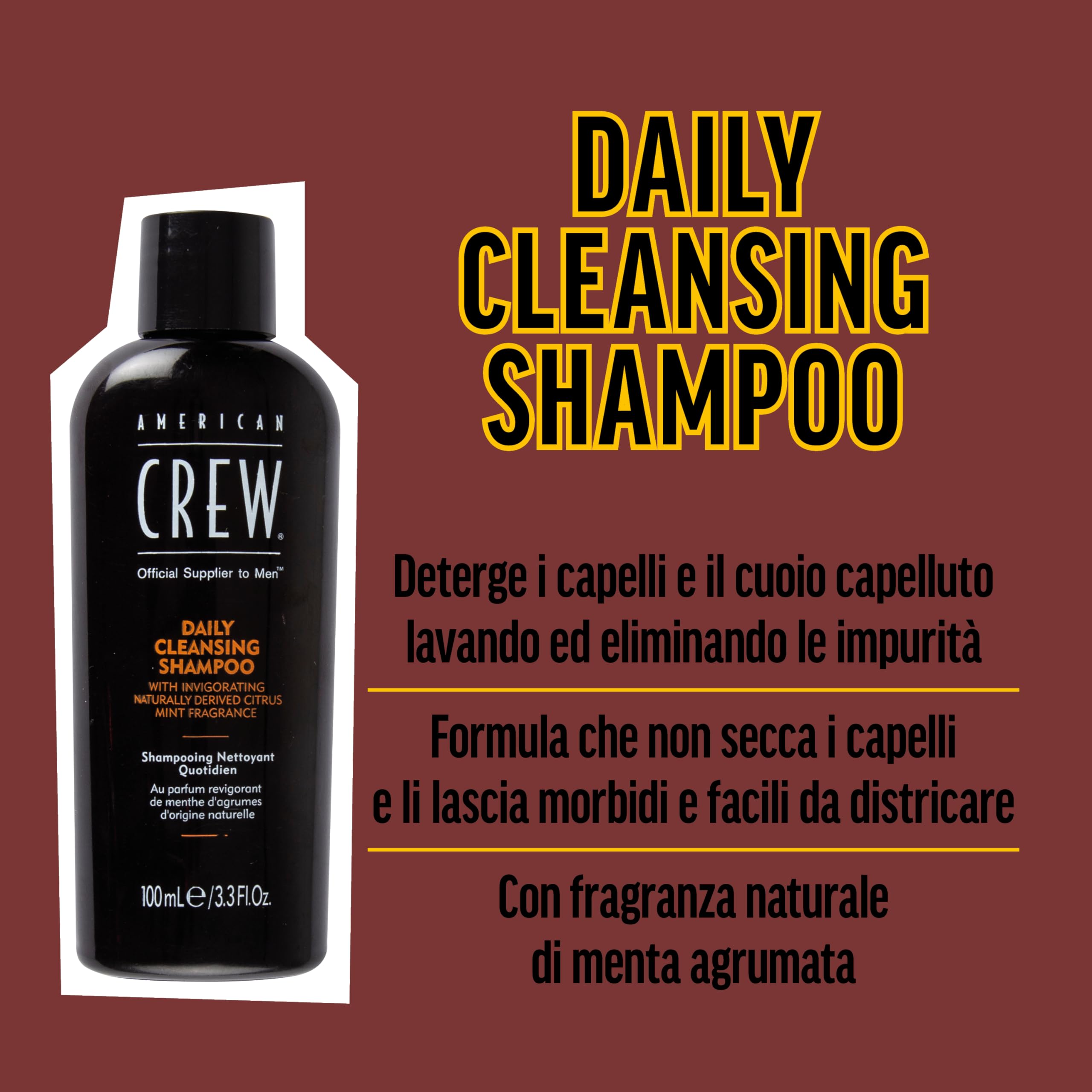 American Crew ON-BOARD TRAVEL KIT, Set Viaggio Cera Capelli & Shampoo, Pochette Regalo + AC Fiber 85 gr + AC Daily Cleansing Shampoo 100 ml