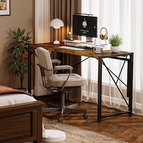 Miniatura 9 de Escritorio plegable, pequeño escritorio plegable de 31.5 pulgadas para espacios pequeños, escritorio portátil para dormitorio, oficina en casa, mesa