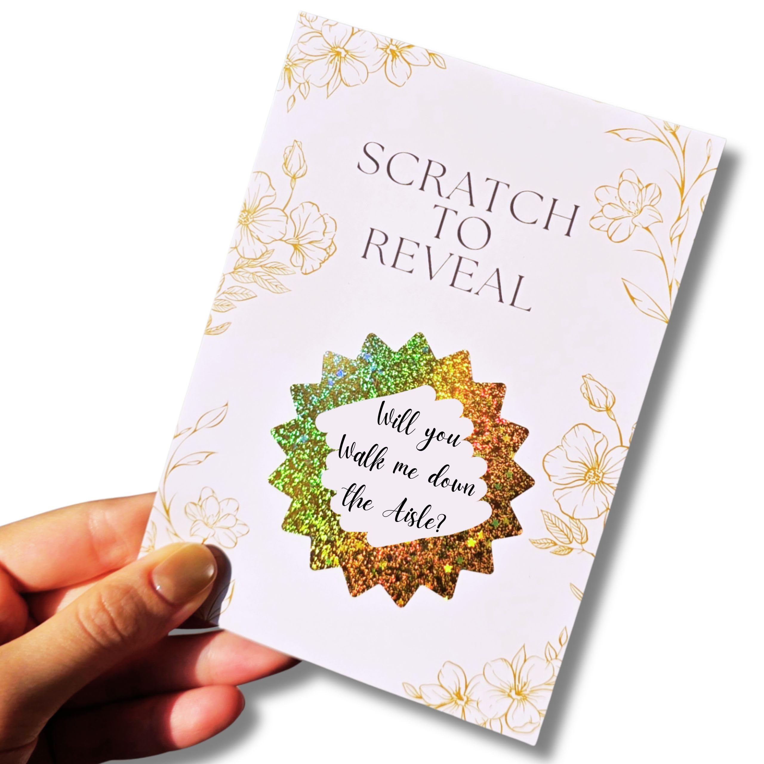 Will You Walk Me Down The Aisle? Card | Set of 2 with Envelopes | Beautiful Gold Scratch to Reveal Design | Will You Walk Me Down The Aisle? | Maid of Honour Gifts | Wedding Planner Essentials