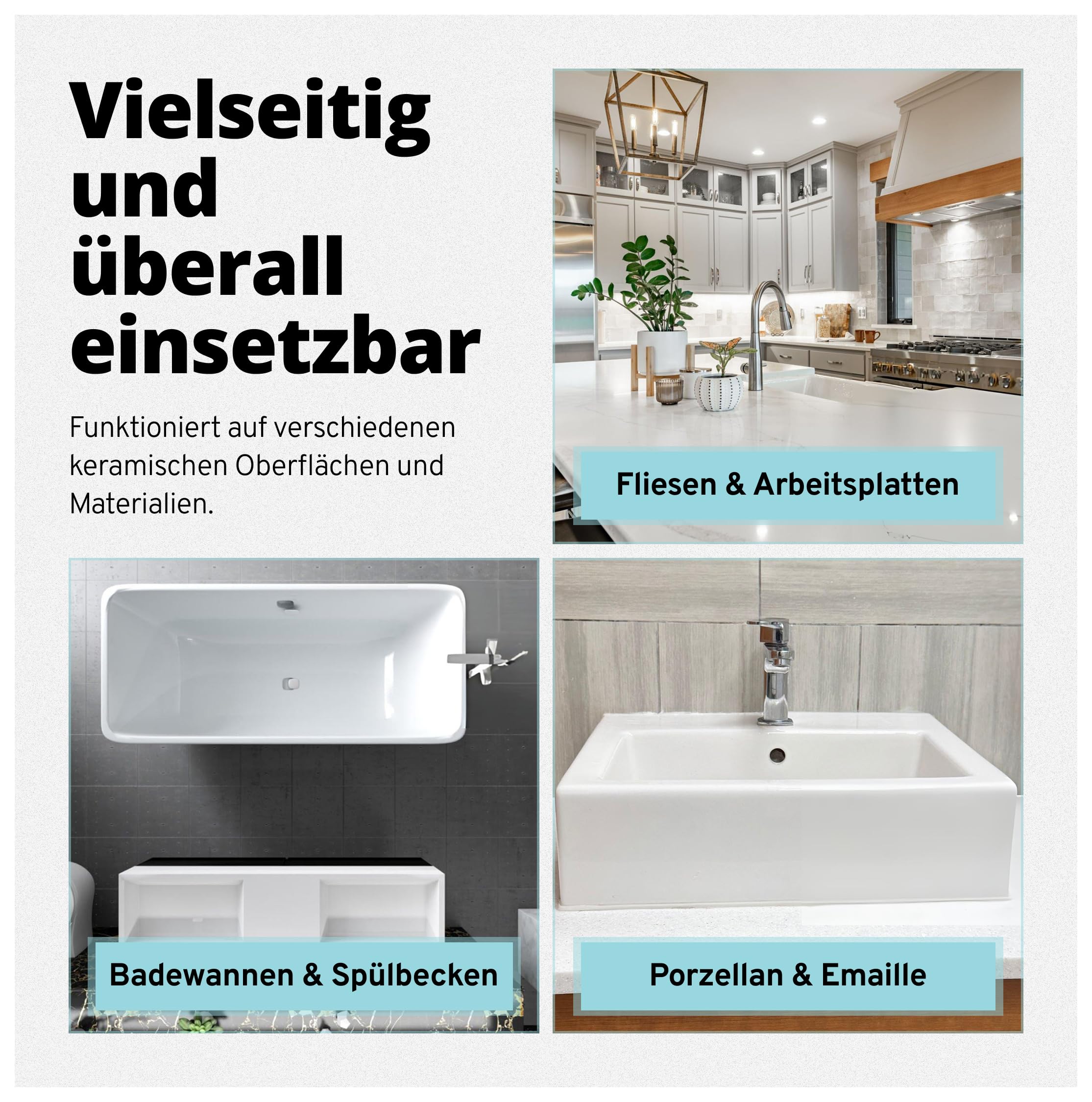 KERASYS Keramik Reparaturset - Profi Reparaturpaste für Waschbecken, Badewannen, Fliesen Komplettset mit UV-Licht, Primer & Politur - Farben: Alpine White/Star White