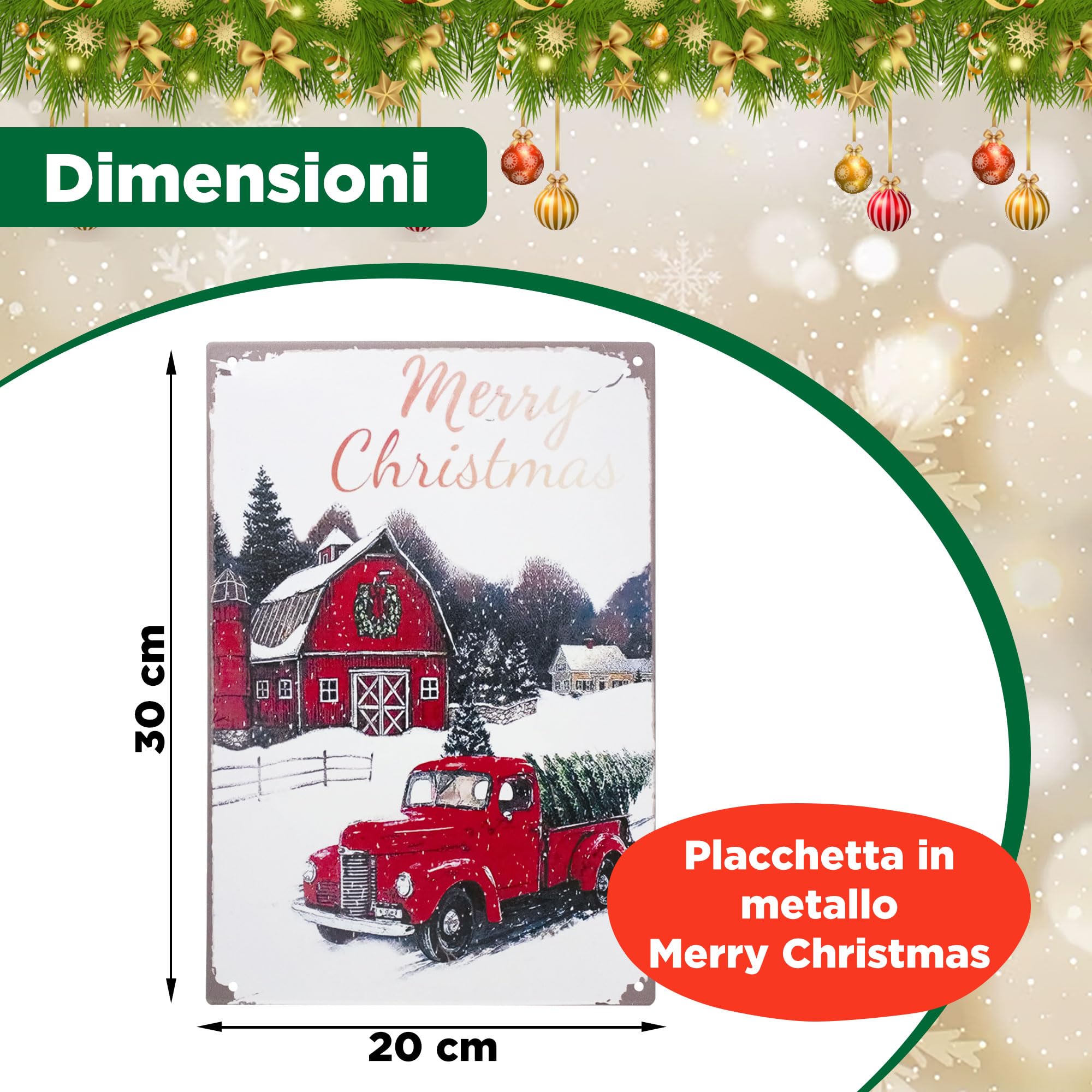 Schild Merry Christmas Advent Deko Shabby Weihnachten 30 x 20 cm Metall