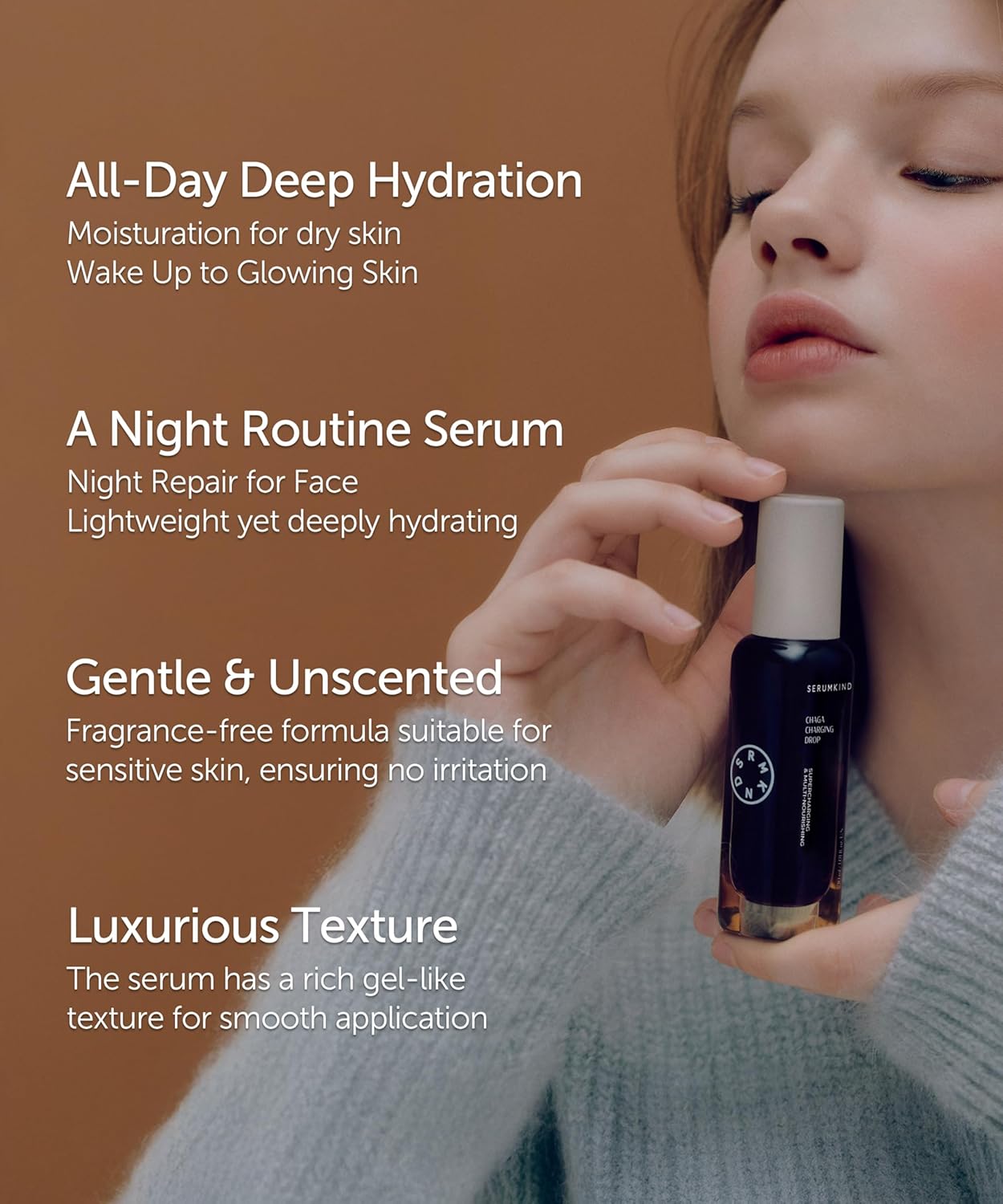 SERUMKIND Chaga Mushroom Serum for Face - Betaine Moisture Boost + Chaga-Derived Beta Glucans - Deep Hydration for Extremely Dry Skin - Korean Skincare - Vegan & Cruelty-Free – 1.01 fl.oz. - Image 3