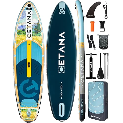 CETANA 11'6×35" Extra Wide Stand Up Paddle Board for Adults & Youth, 400lb Capacity Inflatable Paddle Board, Sup for 2+1 Person with Removable US Fin, 100L Backpack, Floating Paddle, Safety Leash