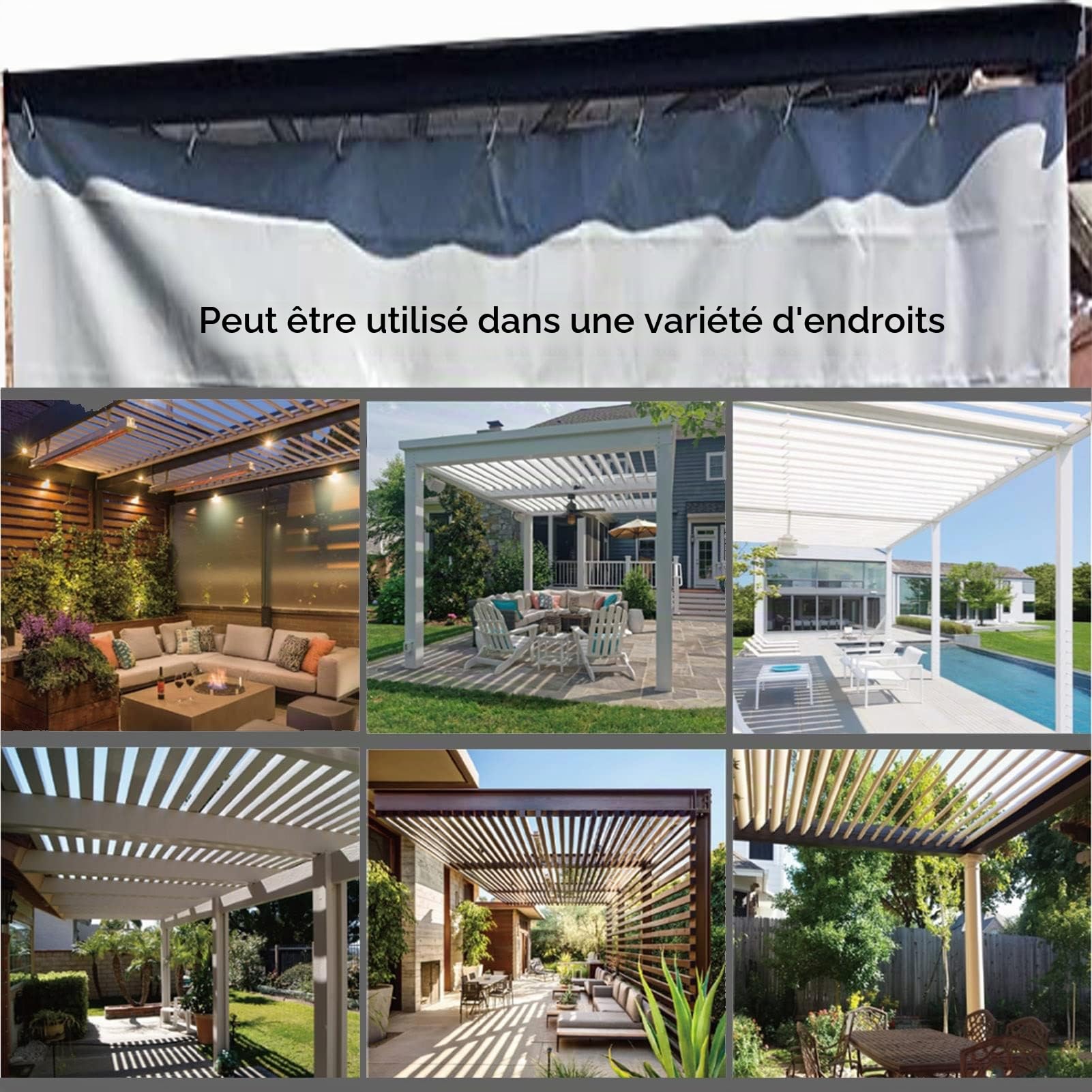 AWSAD Rideau Imperméable Extérieur, Bâche en Plastique Transparent, avec Perforé Panneau de Rideau，pour Pergola, Terrasse, Rideaux Latéraux de La Tente (Color : Gray, Size : 4x2.5m)