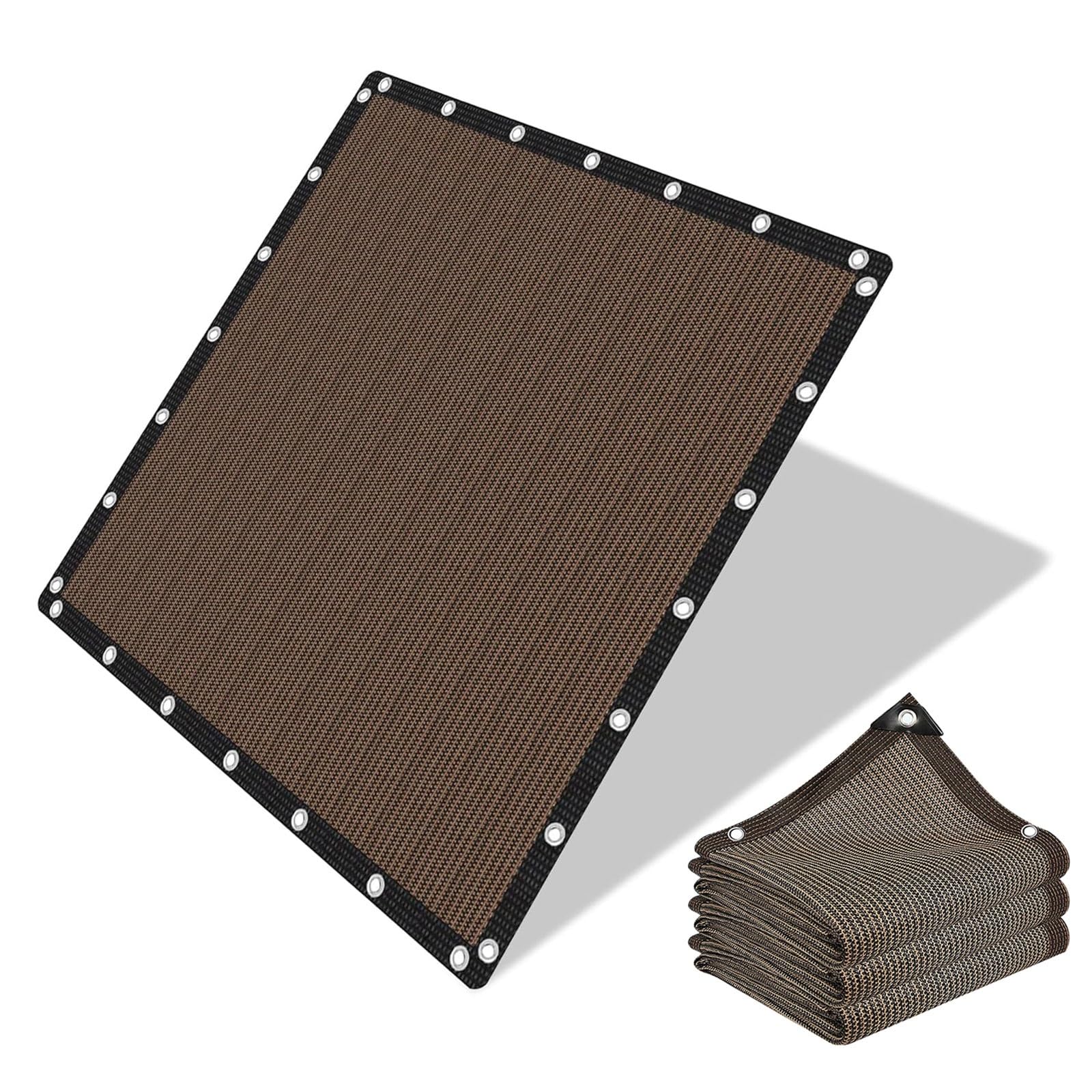 Filet d'ombrage marron avec oeillets protection UV terrasse jardin 2x8m